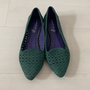 Real leather teal flats